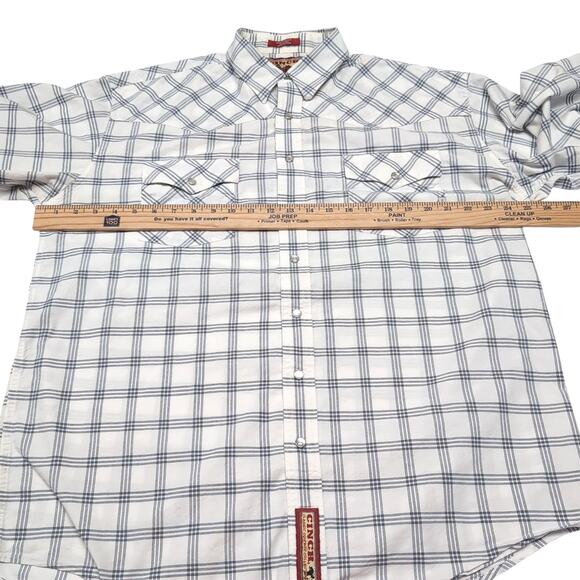 Cinch Pearl Snap Western Shirt Classic Cowboy Collection Mens Size L White Blue - Picture 10 of 16